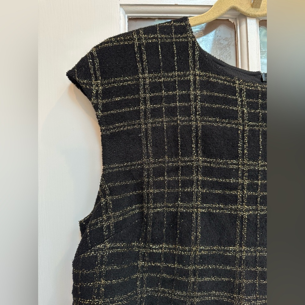 St. John Couture Collection Black Gold Metallic Shimmer Wool Dress Size 10 Med - Picture 4 of 16